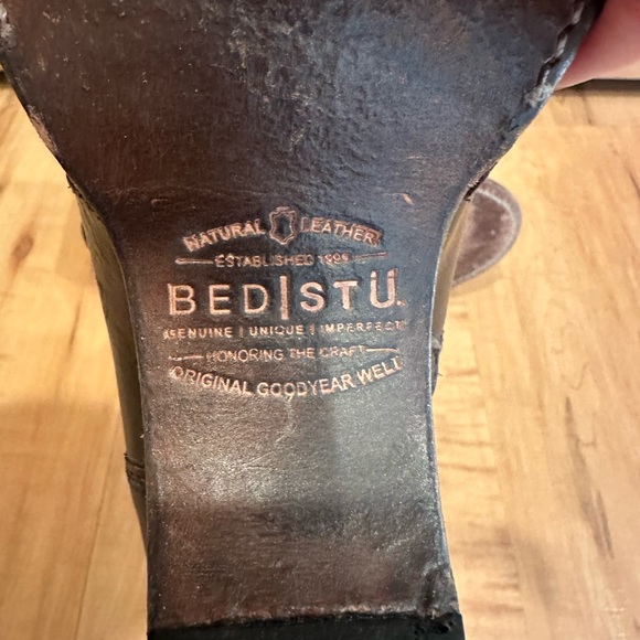 BED STU GENTRY WEDGE BLACK LUX BOOTIE BOOTS VINTAGE WESTERN BLACK BOHO Sz 8 - Picture 6 of 7
